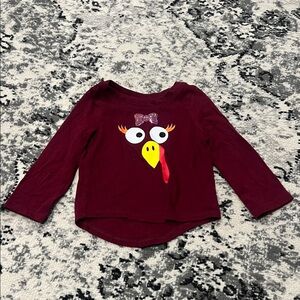 Kids Maroon Turkey Graphic Long Sleeve Shirt